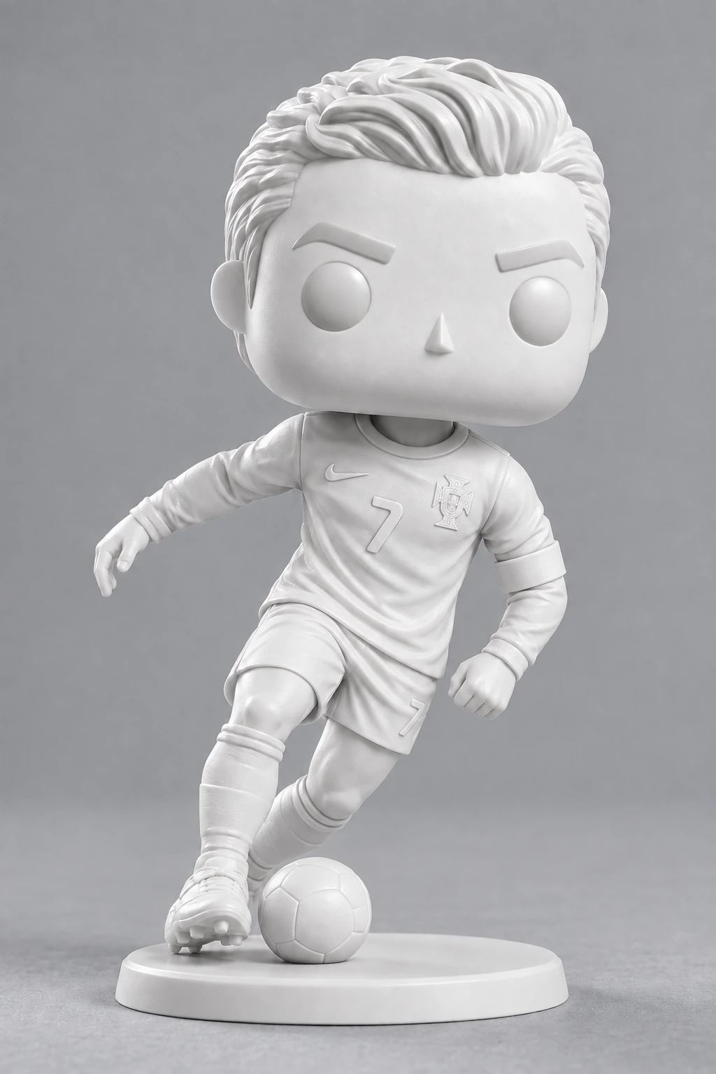 Figura coleccionable de futbolista en acabado blanco